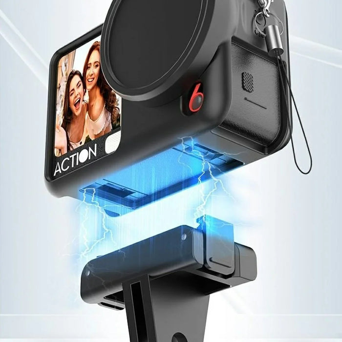 For DJI Osmo Action 6 Silicone Case Lens Cap Protective Cover Anti Drop Camera Accessory - Black - 3