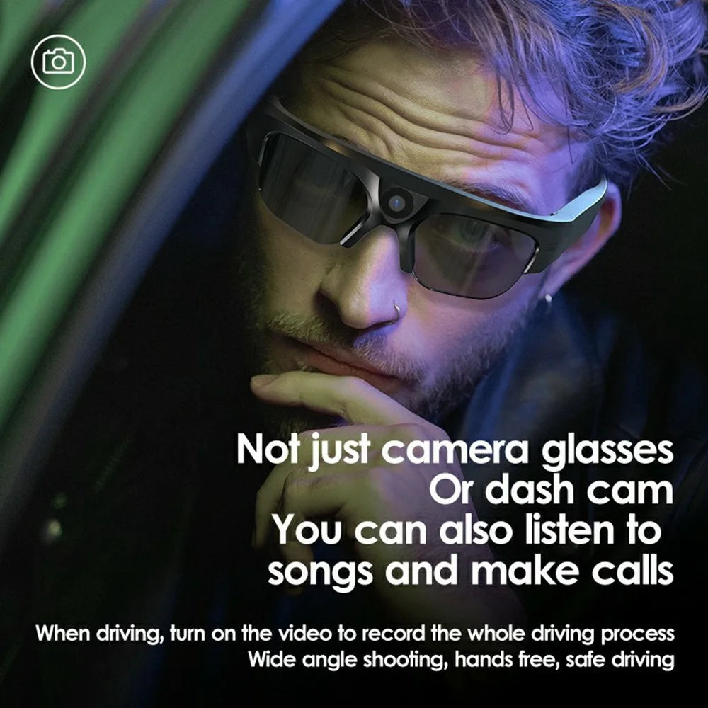 XV16 Smart Glasses 2K Recording HD Camera Bluetooth-Compatible Glasses for Outdoor Cycling (without Memory Card) - Gold - 2