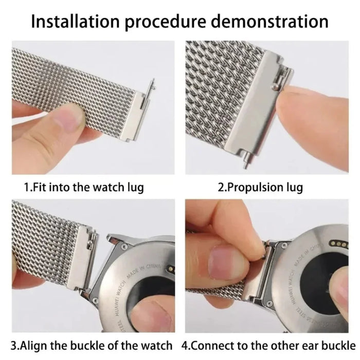 12mm 1 Pair Stainless Steel Watch Spring Bars + 1 Pair Quick Release Straight Pin Set Watch Band Connector - Silver - 7