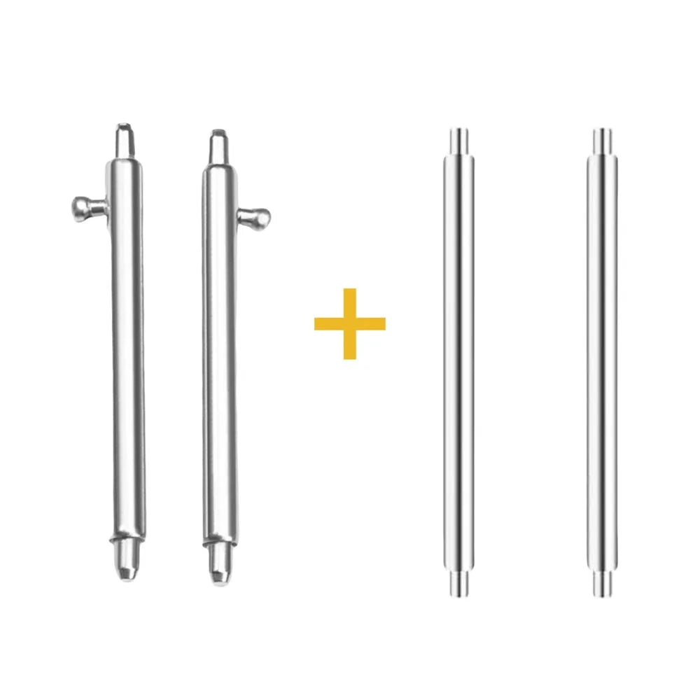 20mm 1 Pair Stainless Steel Watch Spring Bars + 1 Pair Quick Release Straight Pin Set Watch Band Connector - Silver - 1