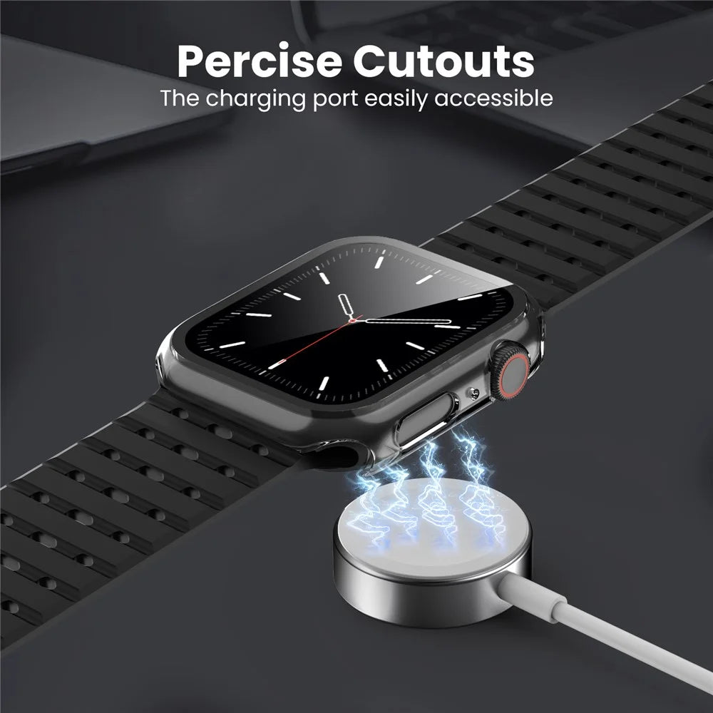 AHASTYLE WG65 2Pcs for Apple Watch Series 11 / 10 42mm Watch Case Hard PC Frame Cover with Tempered Glass Film - Black / Transparent - 4