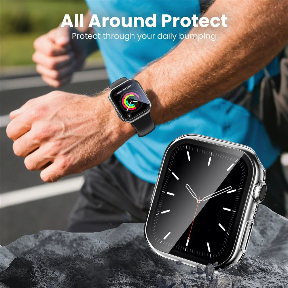 AHASTYLE WG65 2Pcs for Apple Watch Series 11 / 10 42mm Watch Case Hard PC Frame Cover with Tempered Glass Film - Black / Transparent - 5