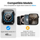AHASTYLE WG65 2Pcs for Apple Watch Series 11 / 10 46mm Watch Case Hard PC Frame Cover with Tempered Glass Film - Black / Transparent - 2