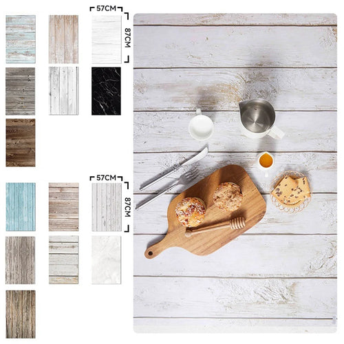 7Pcs 57cm x 87cm Double-Sided Photography Waterproof Backdrop Paper Set Photo Background for Food Cosmetics - Wood Grain 1 - 1