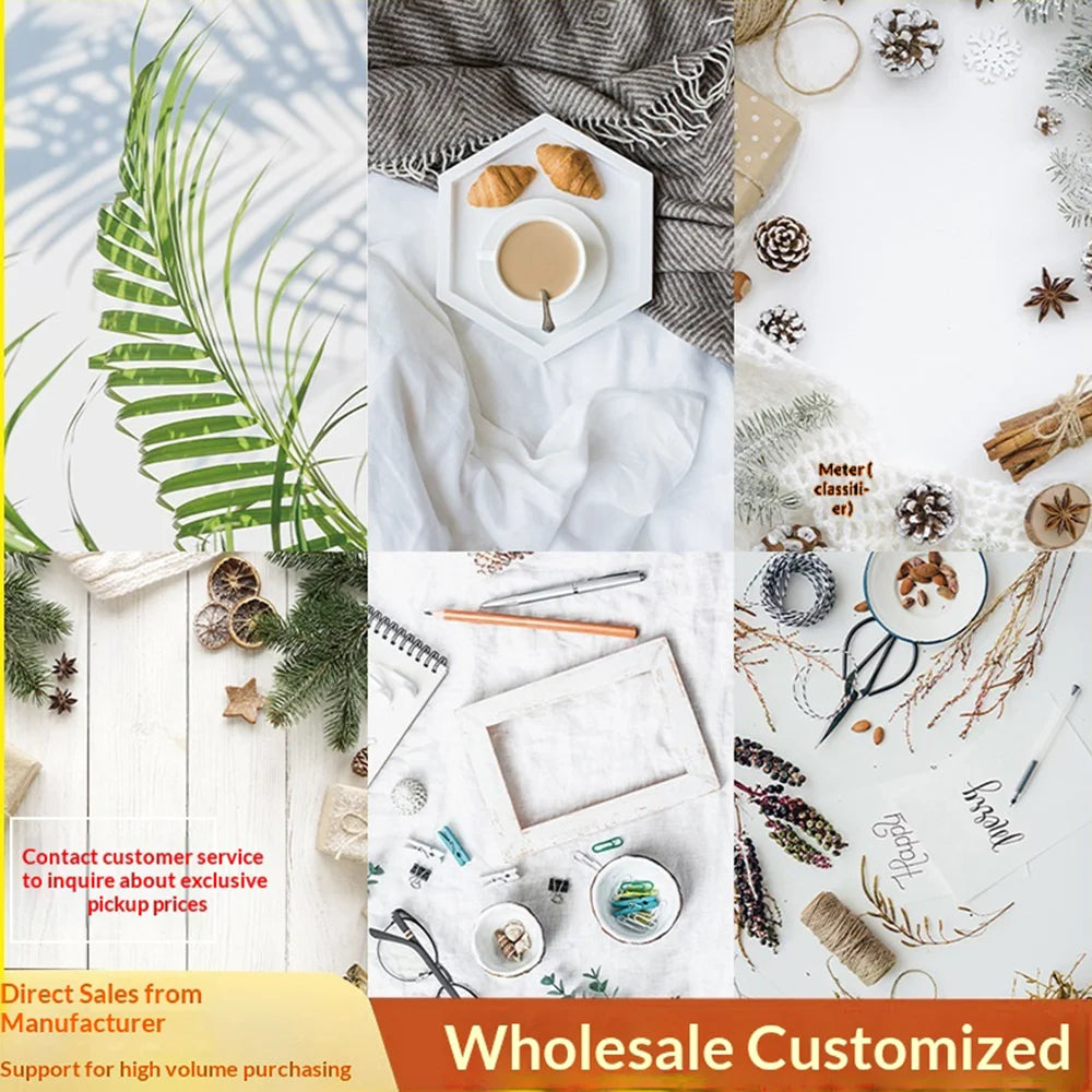 7Pcs 57cm x 87cm Double-Sided Photography Waterproof Backdrop Paper Set Photo Background for Food Cosmetics - Wood Grain 1 - 2