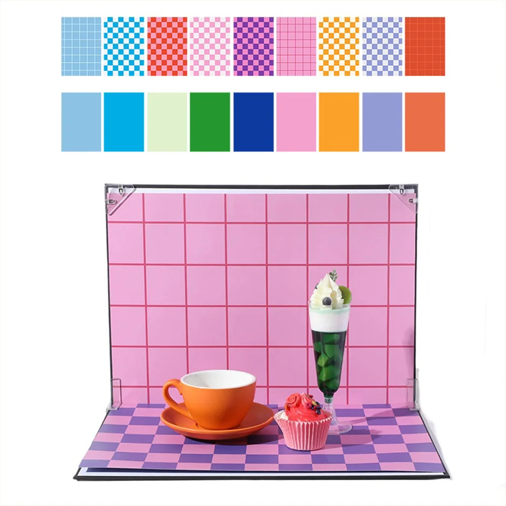 42 x 29cm Photography Cardboard with 9Pcs Background Papers Photo Studio Props Shooting Backdrop Board Set - 1