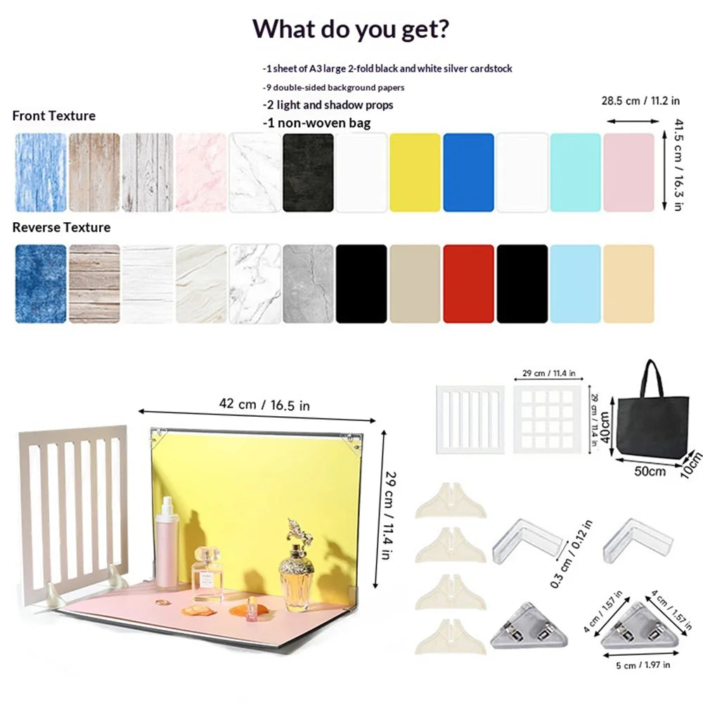 42 x 29cm Photo Backdrop Board with 12Pcs Double-sided Background Papers Professional Photography Kit - 6