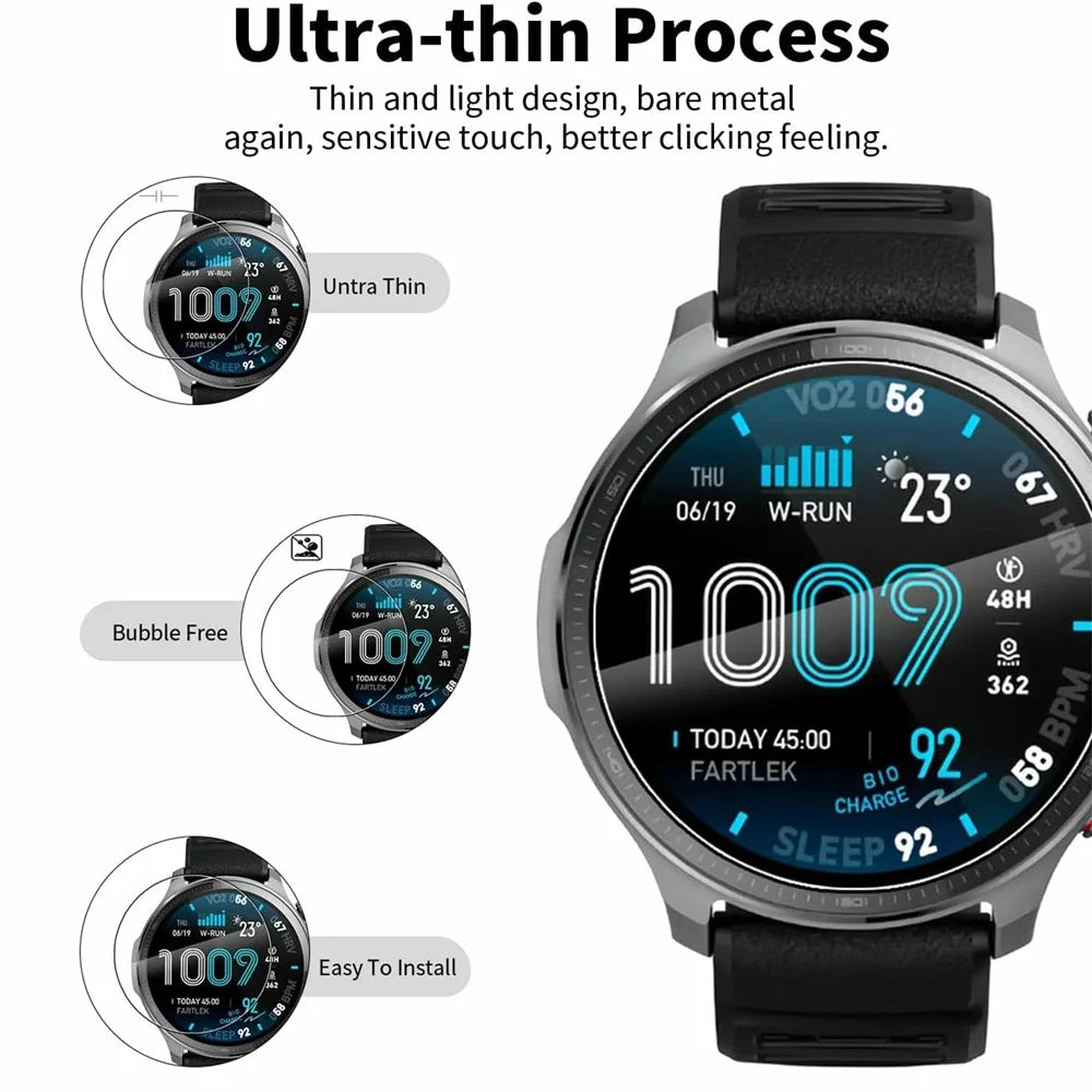 3Pcs For Huami Amazfit Balance 2 XT Tempered Glass Screen Protector HD Clear Watch Screen Film - Transparent - 3