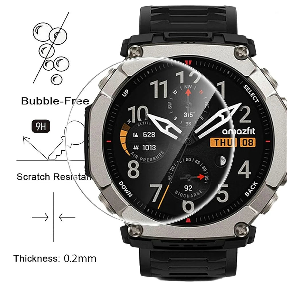 3Pcs For Huami Amazfit T-Rex Ultra 2 Tempered Glass Screen Protector HD Clear Watch Screen Film - Transparent - 4