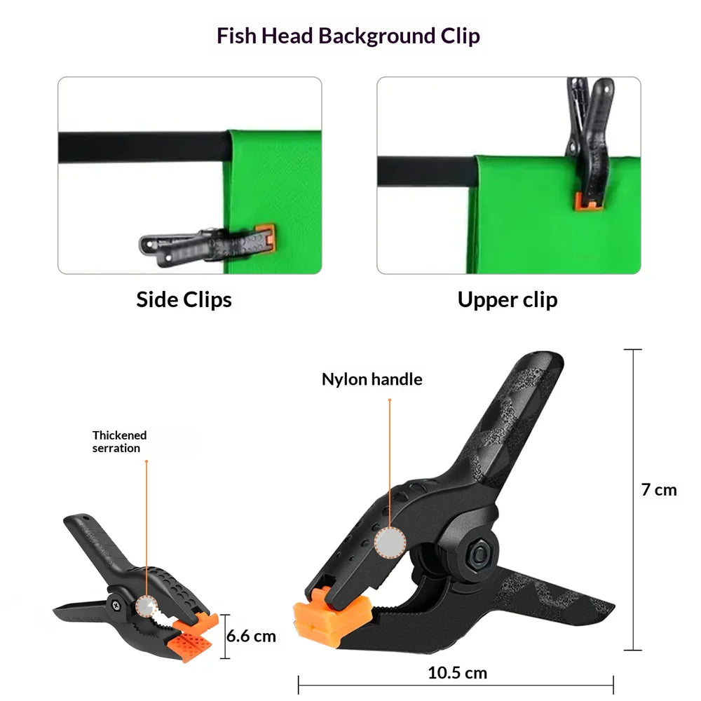 2.6 x 3m Adjustable Backdrop Stand with 3 Background Cloths Portable Photography Kit - Green+White+Black Background Cloths - 5