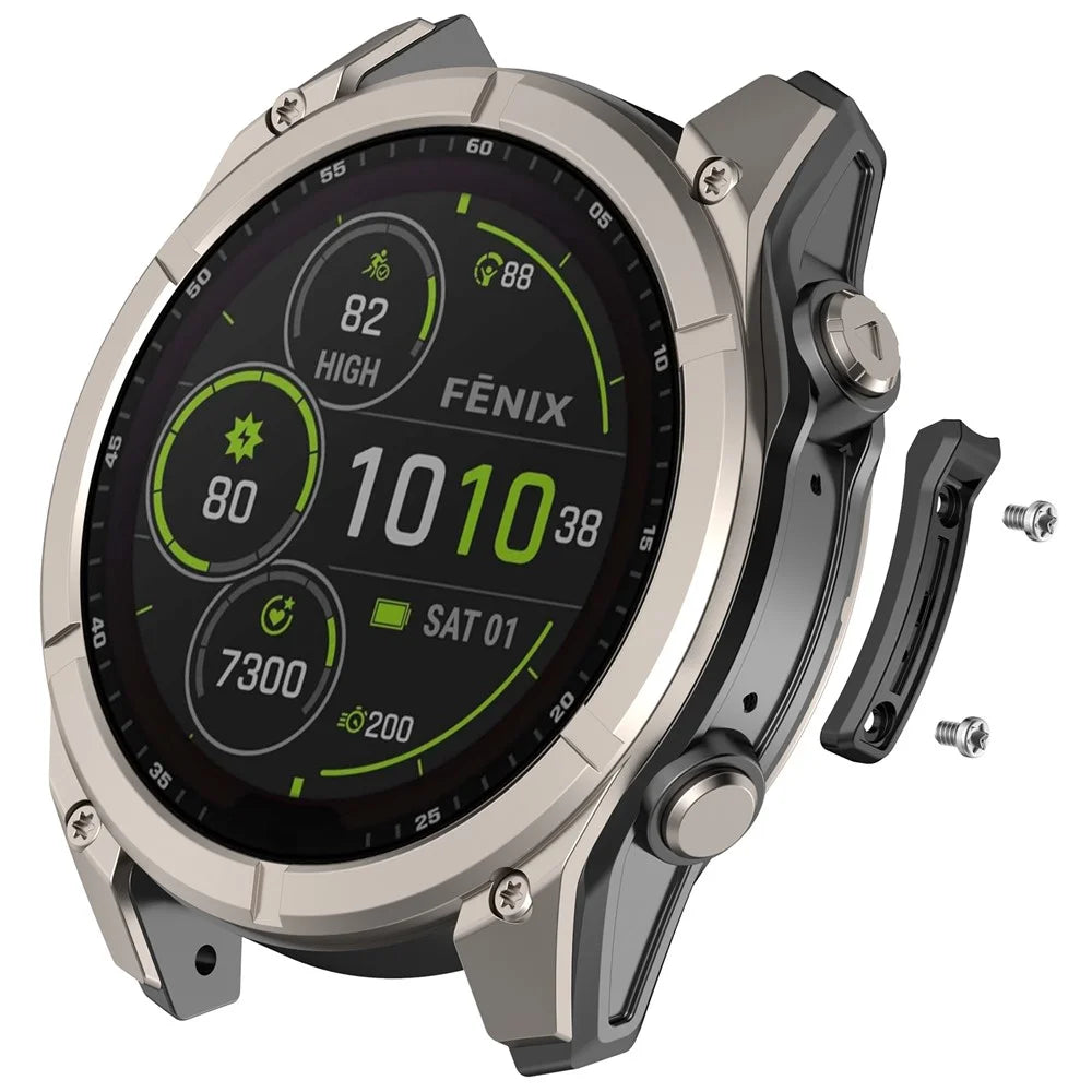 Bumper Strip for Garmin Fenix 8 AMOLED 47mm  /  Fenix 8 SOLAR 47mm  /  Fenix 8 Pro AMOLED 47mm  /  Tactix 8 47mm  /  Quatix 8 47mm Metal Anti-Collision Strip - Black - 5