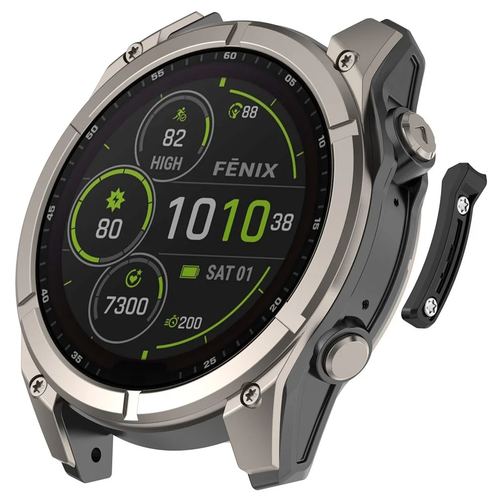 Bumper Strip for Garmin Fenix 8 AMOLED 51mm  /  Fenix 8 SOLAR 51mm  /  Fenix 8 Pro AMOLED 51mm  /  Tactix 8 SOLAR 51mm  /  Tactix 8 AMOLED 51mm  /  Quatix 8 51mm Metal Anti-Collision Strip - Black - 3