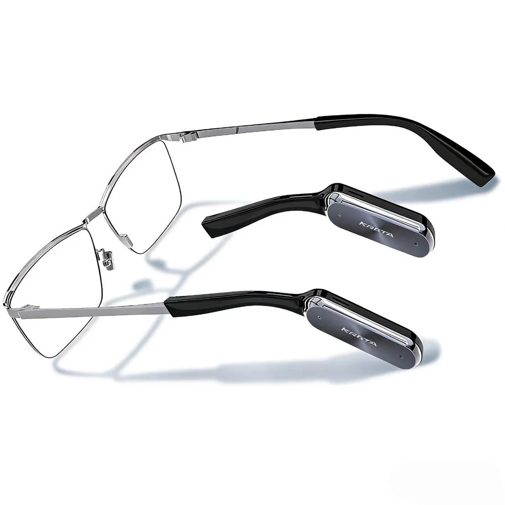 KRETA E01 Smart Glasses AI Translator Ultra-Lightweight Titanium Frame Bluetooth-compatible Headphones Smart Eyeglasses - Black Blue - 1