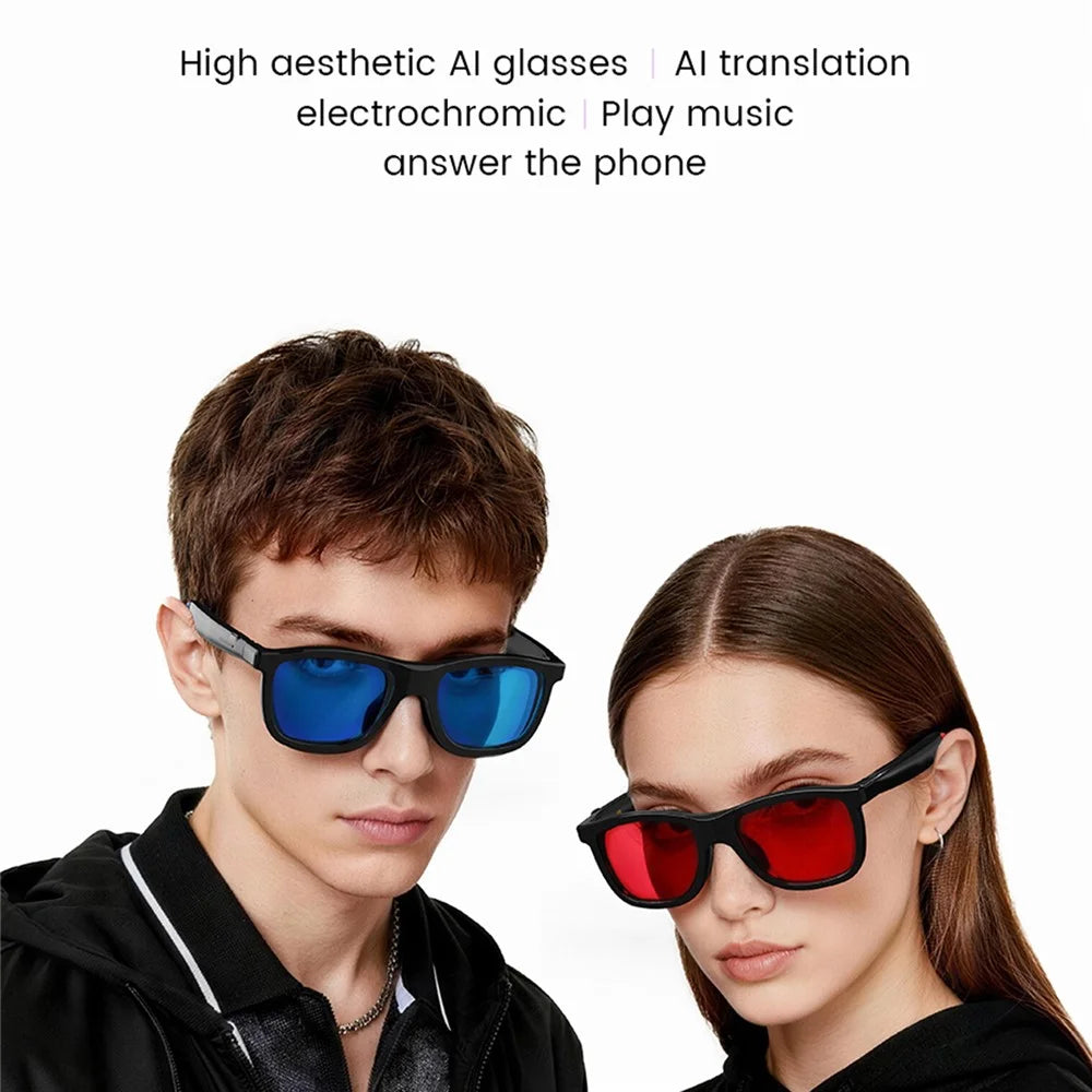 E05 AI Smart Glasses 4-Level Touch Color Change Bluetooth-compatible Translation Eyeglasses with Electrochromic Lenses - Red - 4