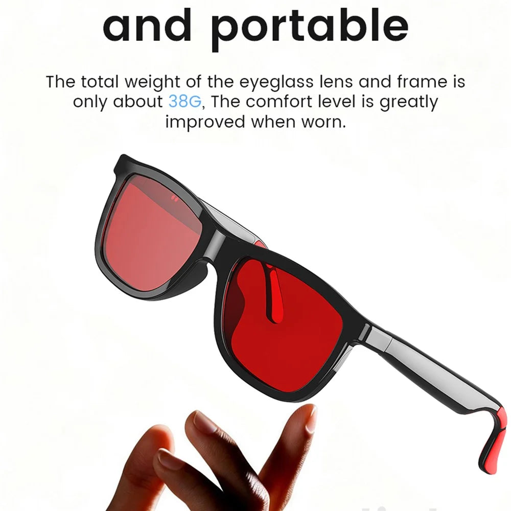 E05 AI Smart Glasses 4-Level Touch Color Change Bluetooth-compatible Translation Eyeglasses with Electrochromic Lenses - Red - 5