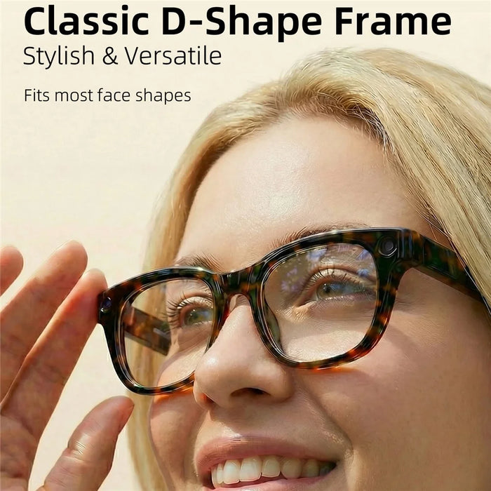 E06D AI Smart Glasses 13MP Camera 1080P Recording Voice Assistant Translation D-Shape Frame Eyeglasses for Photography - Black - 3