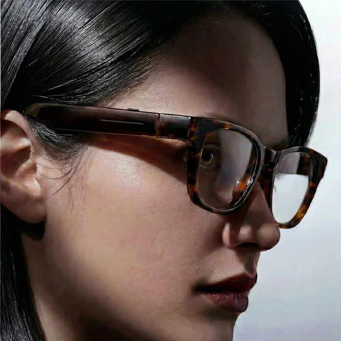 E06D AI Smart Glasses 13MP Camera 1080P Recording Voice Assistant Translation D-Shape Frame Eyeglasses for Photography - Black - 5