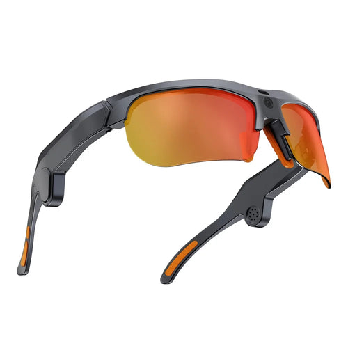 E08 AI Smart Glasses 1300W Camera Voice Control Everything Recognition Translation Eyeglasses for Sports Cycling - Grey Black - 1
