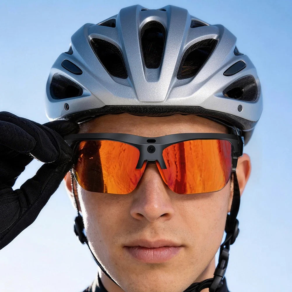 E08 AI Smart Glasses 1300W Camera Voice Control Everything Recognition Translation Eyeglasses for Sports Cycling - Grey Black - 4