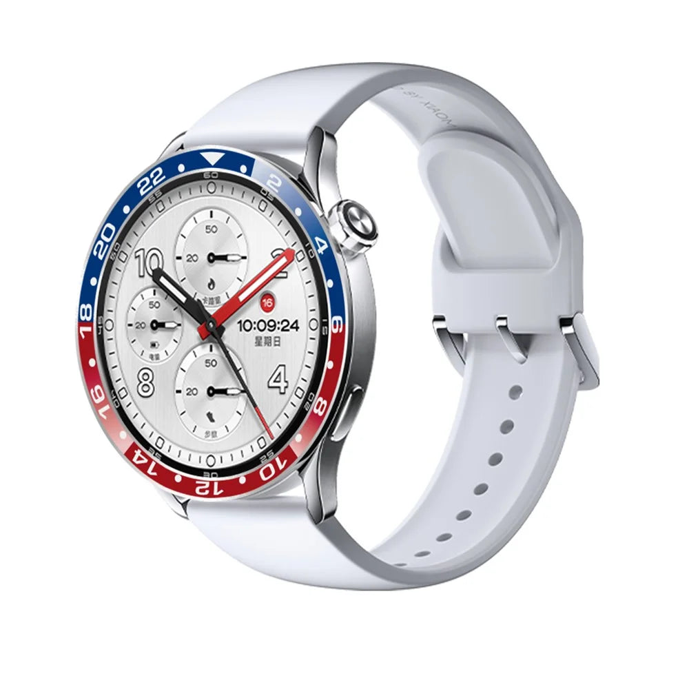 Bezel Ring for Xiaomi Watch S5  /  S4  /  S3 Aluminum Alloy Dual Color Protective Cover Ring - Blue+Red  /  White Characters - 3