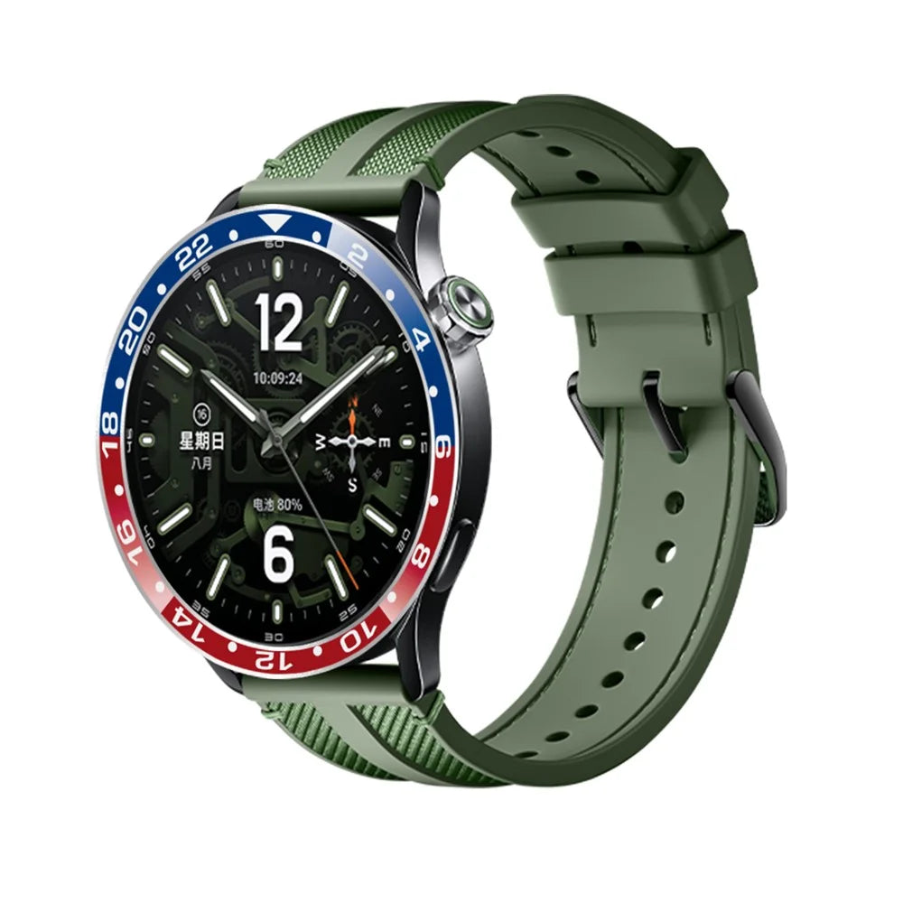 Bezel Ring for Xiaomi Watch S5  /  S4  /  S3 Aluminum Alloy Dual Color Protective Cover Ring - Blue+Red  /  White Characters - 4