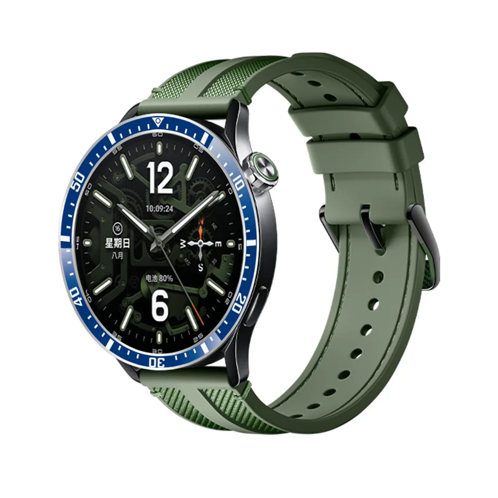 Bezel Ring for Xiaomi Watch S5 / S4 / S3 Anti Scratch Aluminum Alloy Adhesive Cover - Blue  /  White Characters - 4