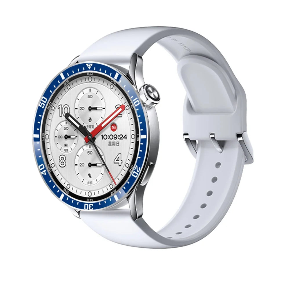 Bezel Ring for Xiaomi Watch S5 / S4 / S3 Anti Scratch Aluminum Alloy Adhesive Cover - Blue  /  White Characters - 5