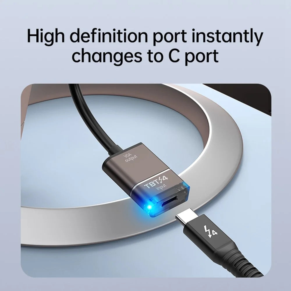 Thunderbolt 3 / 4 / 5 Compatible USB-C to VGA Converter 1080P / 60Hz HD Video Adapter Cable for Monitor Projector TV Display - Grey - 4