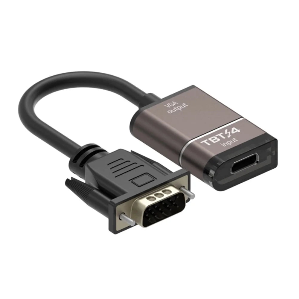 Thunderbolt 3 / 4 / 5 Compatible USB-C to VGA Converter 1080P / 60Hz HD Video Adapter Cable for Monitor Projector TV Display - Grey - 7