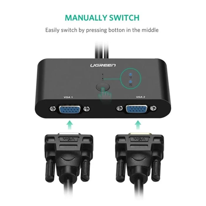 UGREEN VGA Splitter 1080P 2 Port 2 in 1 out VGA Switch Adapter Converter for PS4 TV Projector - 6