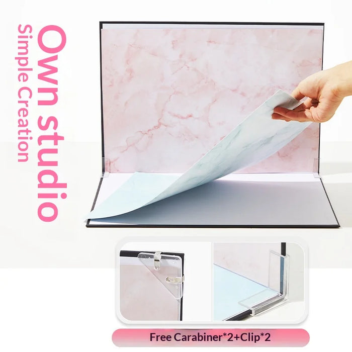 A3 Black and White Cardboard with 10Pcs Double-sided Background Paper and Diffusion Panel Photo Studio Backdrop Set - Style 1 - 2