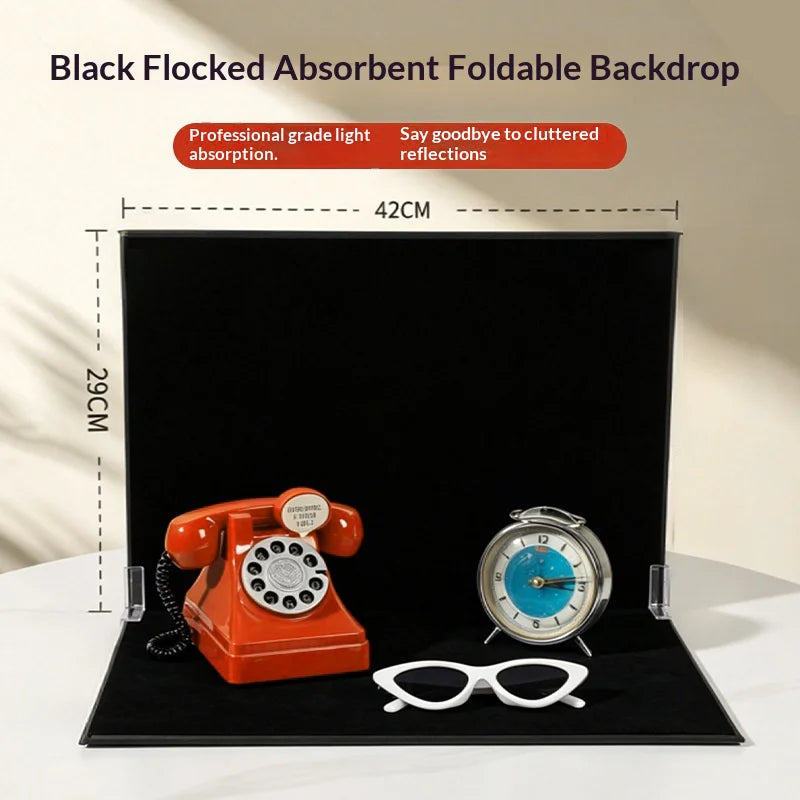 A3 Black Flocking Light Absorbing Photography Background Board for Jewelry Product Photo Studio, 42x29cm - Black - 4