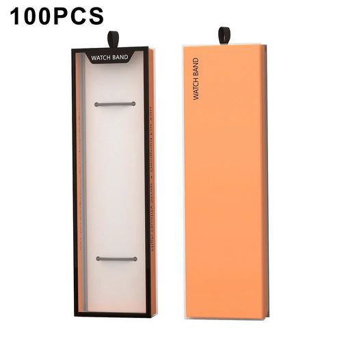 100Pcs Watch Band Packaging Box Pull-out Style Retail Display Case with Clear Window - Orange - 1
