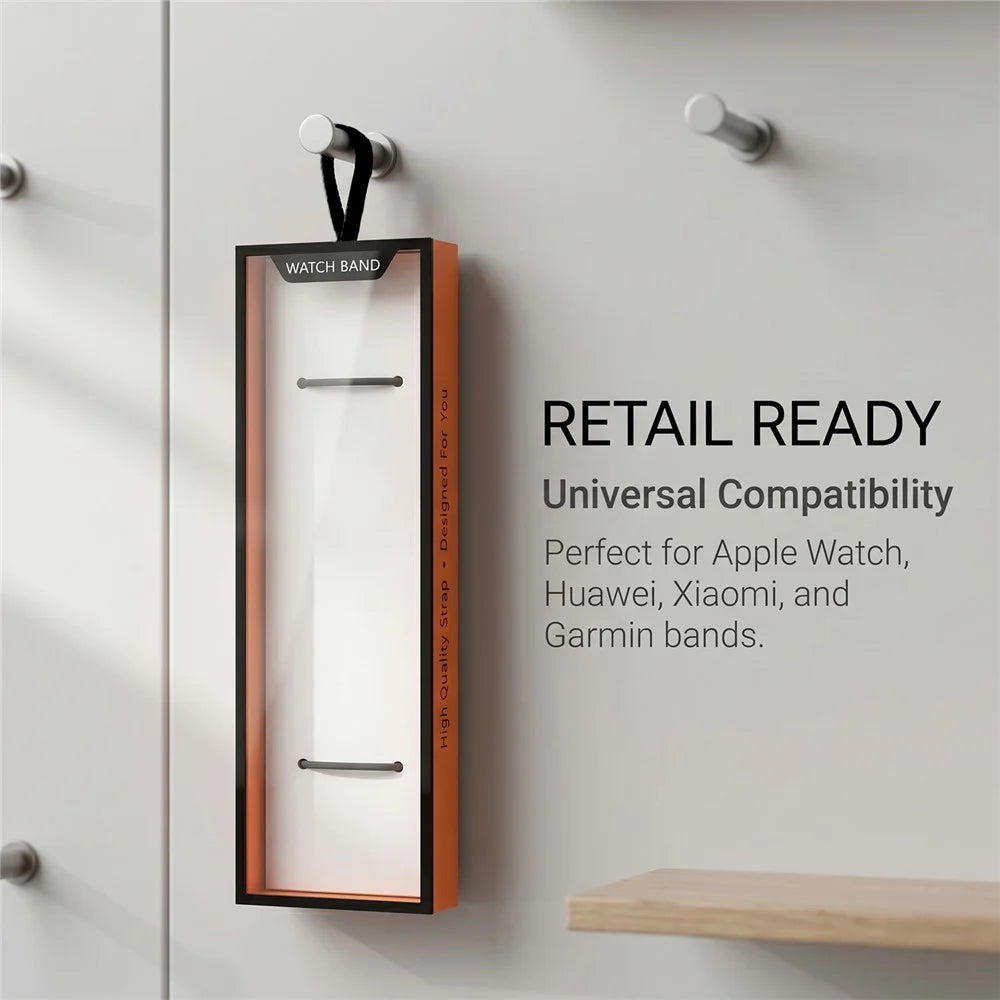 100Pcs Watch Band Packaging Box Pull-out Style Retail Display Case with Clear Window - Orange - 2