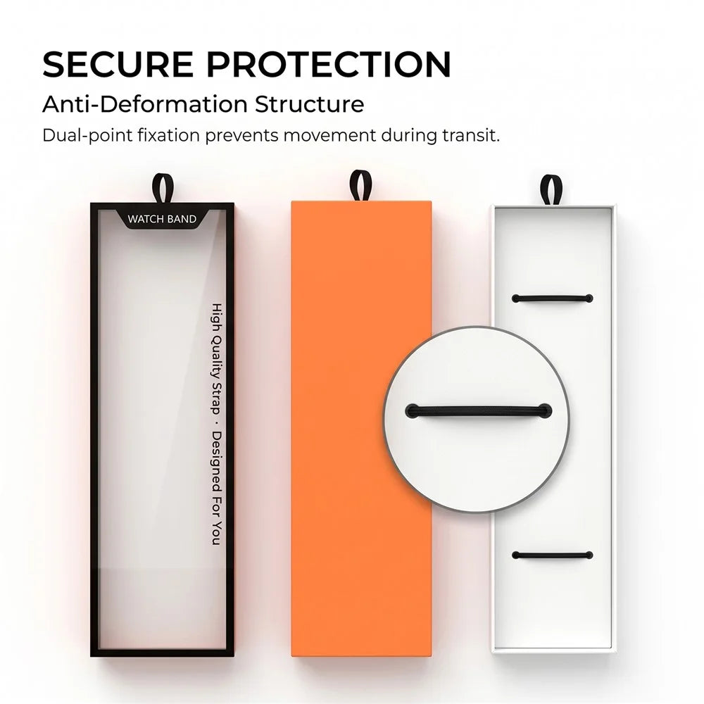 100Pcs Watch Band Packaging Box Pull-out Style Retail Display Case with Clear Window - Orange - 5