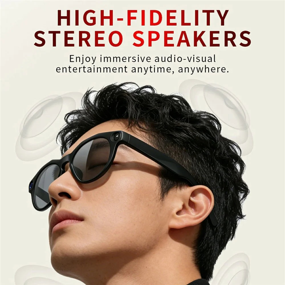 CY02 Smart AI Glasses 13MP Camera WiFi 6 ENC Noise Cancelling Real-time Translation Eyeglasses for Recording - White Lens - 5