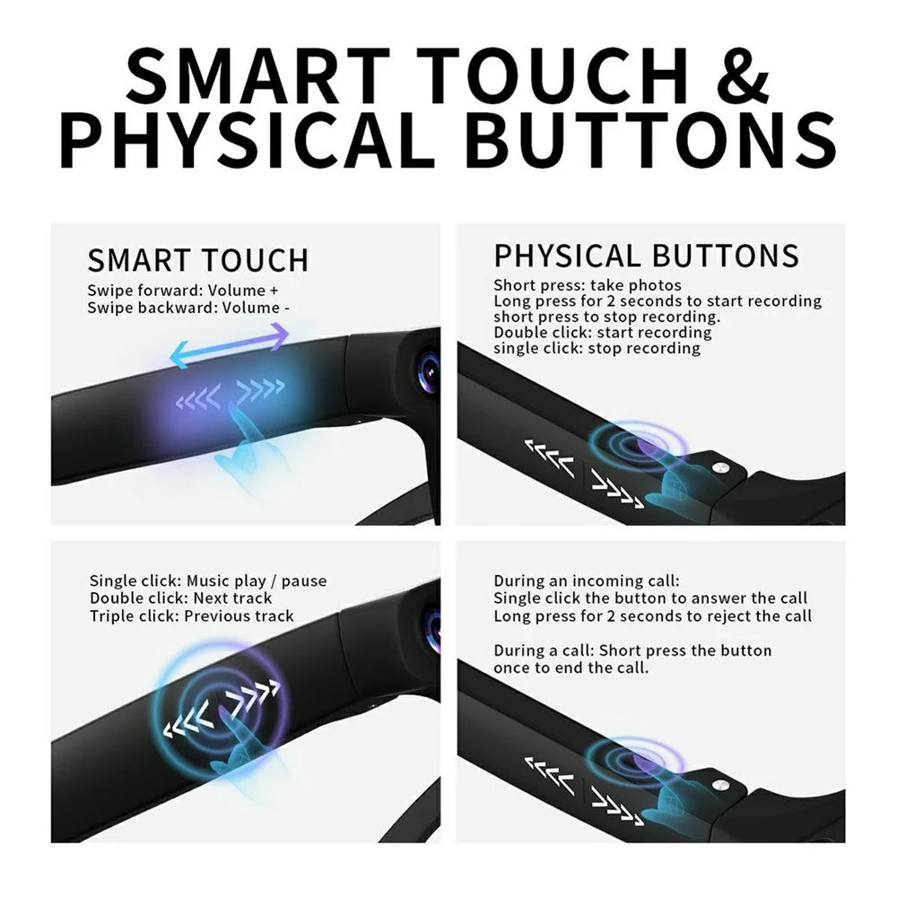 CY03 AI Smart Glasses 8MP Camera HD Bluetooth-compatible POV Recording Live Streaming Eyeglasses with Voice Assistant - Anti-Blue Light Lens - 7