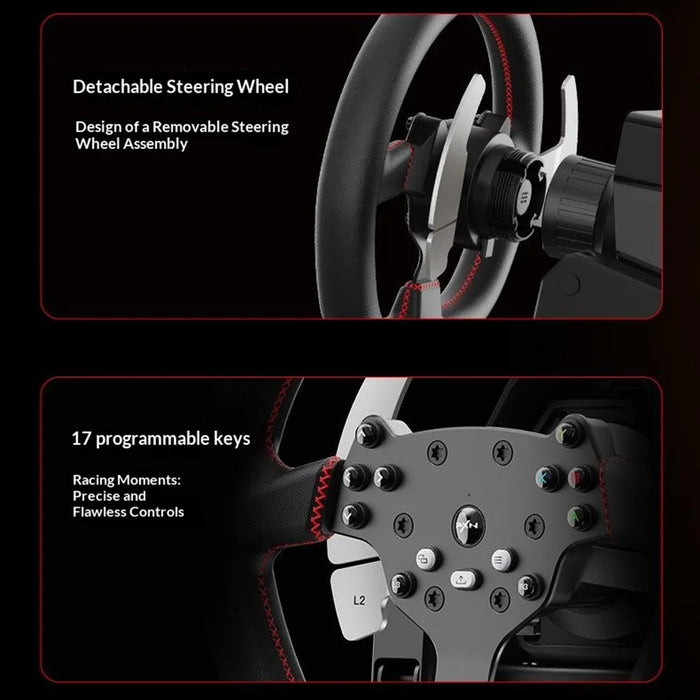 PXN V10 PRO Racing Simulator Wheel Set Direct Drive 3.2Nm Force Feedback Hall Sensor Gaming Steering Wheel with 3 Pedals for PC - Black - 6