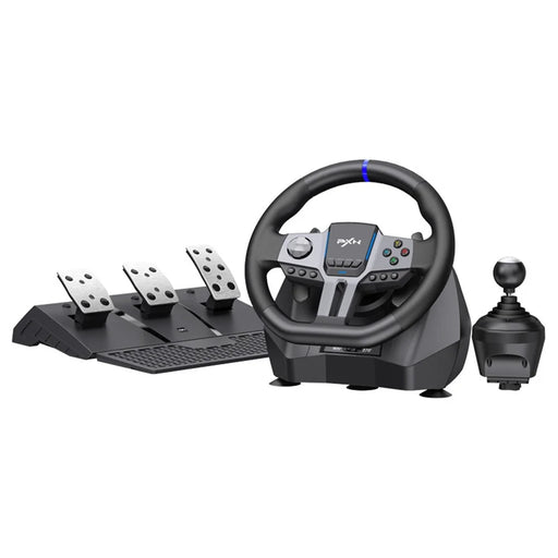 PXN V9 Racing Steering Wheel Set for Sony PlayStation 4 / 3 / Nintendo Switch / Xbox One with Manual Shifter 3-Pedal Panel - Black - 1