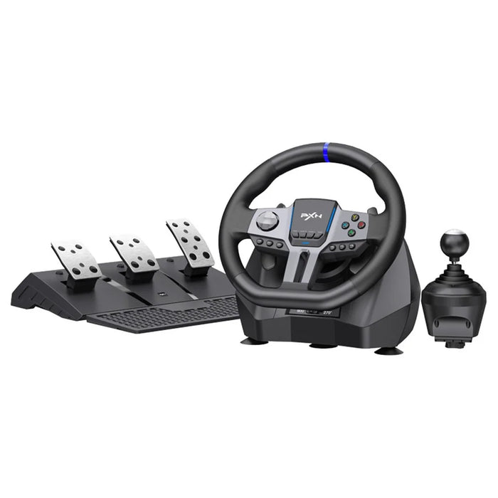 PXN V9 Racing Steering Wheel Set for Sony PlayStation 4 / 3 / Nintendo Switch / Xbox One with Manual Shifter 3-Pedal Panel - Black - 1