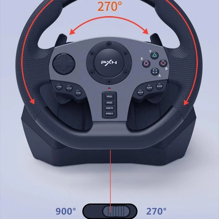 PXN V9 Racing Steering Wheel Set for Sony PlayStation 4 / 3 / Nintendo Switch / Xbox One with Manual Shifter 3-Pedal Panel - Black - 3
