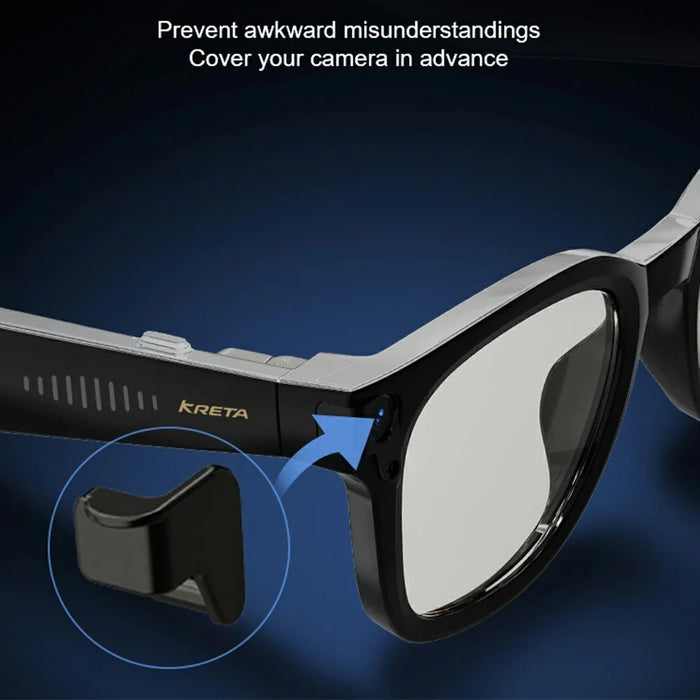 KRETA V52 Smart Glasses 8MP HD Camera Six-Axis Stabilization AI Translation Music Eyeglasses - Black - 3