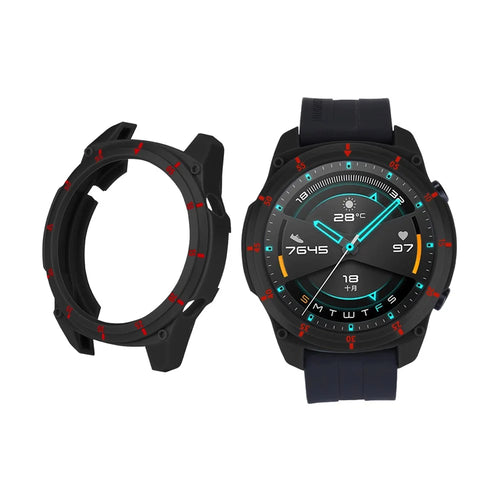 Sports Style Dual Color TPU Protective Watch Case Cover for Huawei Watch GT 2 46mm - Black/Red - 1