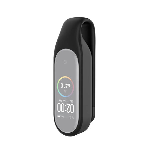 Steel Sheet Soft Silicone Clip Buckle Replacement Wristband Accessory for Xiaomi Mi Band 5 / 5 NFC / 6 / 6 NFC / 7 / 7 NFC - Black - 1