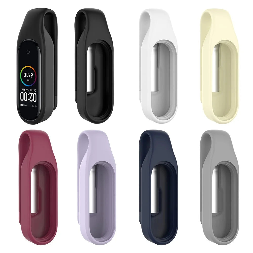 Steel Sheet Soft Silicone Clip Buckle Replacement Wristband Accessory for Xiaomi Mi Band 5 / 5 NFC / 6 / 6 NFC / 7 / 7 NFC - Black - 7