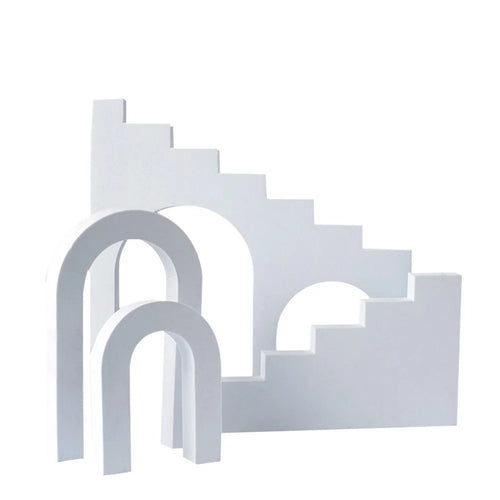 4Pcs/Set Ladder & Arch Table Ornament Jewelry Cosmetics Shooting Background Geometric Photography Prop - White - 1