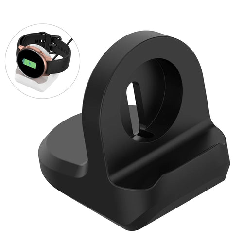 Smart Watch Silicone Holder Charging Stand Base for Samsung Galaxy Watch4 40mm/44mm / Samsung Galaxy Watch4 Classic 42mm/46mm - Black - 1