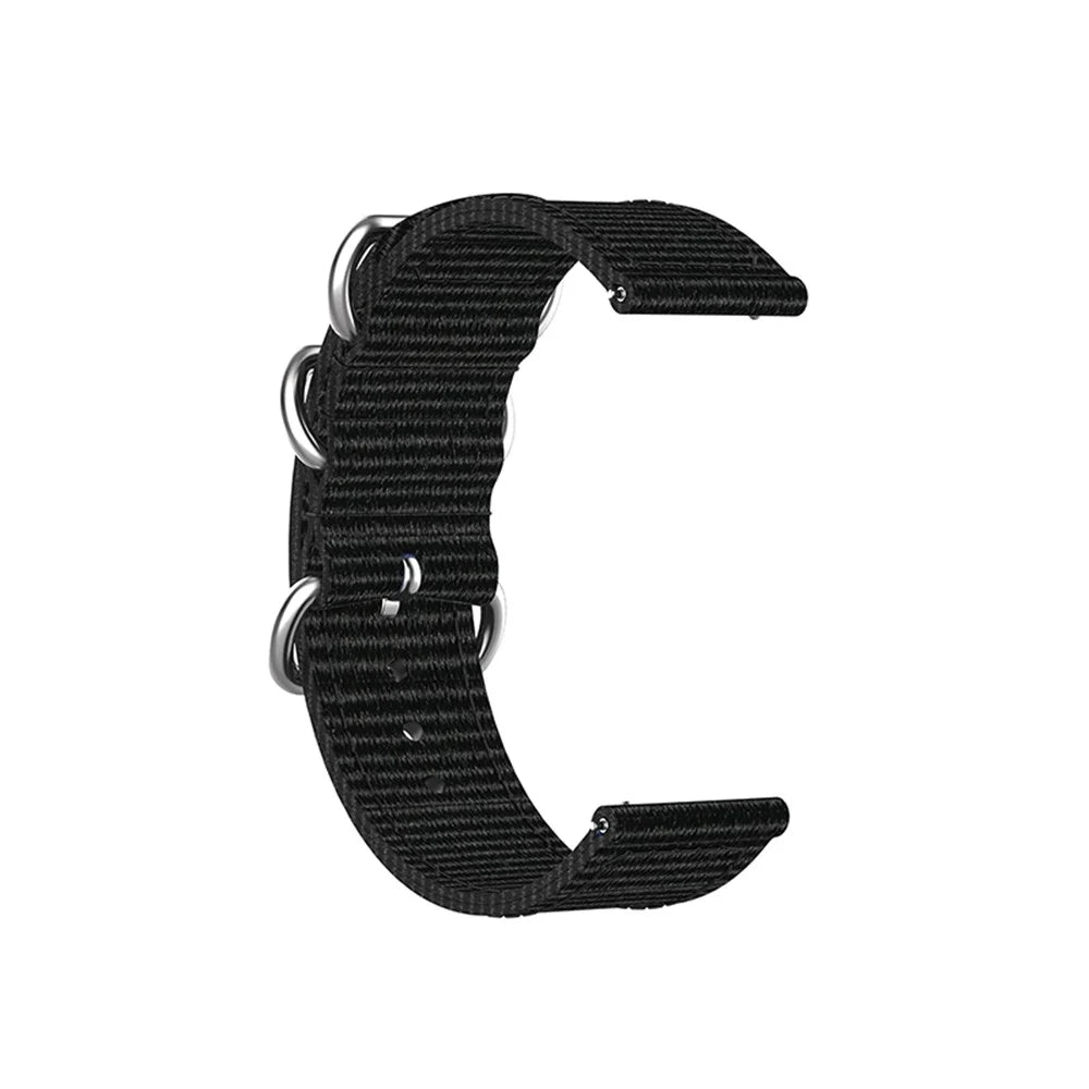 20mm Elastic Nylon Watch Band Smart Bracelet Strap with 3 Ring Buckles for Huawei Watch GT3 42mm / Watch GT2 42mm / Watch 3 Pro New / Watch 3 Pro - Black - 3