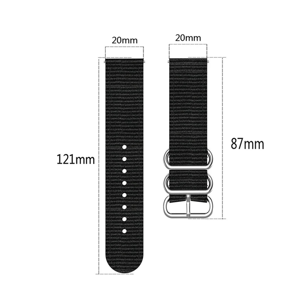 20mm Elastic Nylon Watch Band Smart Bracelet Strap with 3 Ring Buckles for Huawei Watch GT3 42mm / Watch GT2 42mm / Watch 3 Pro New / Watch 3 Pro - Black - 7