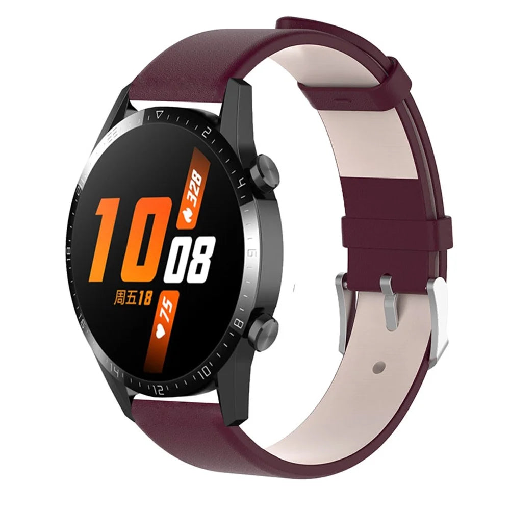 20mm PU Leather Watch Strap for Huawei Watch GT3 42mm / Watch GT2 42mm / GTR Mini (A2174) - Purplish Red - 3